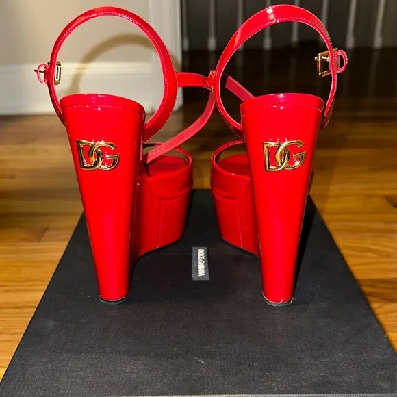 Dolce & Gabbana Vibrant Red Platform Heels - Picture 3 of 5